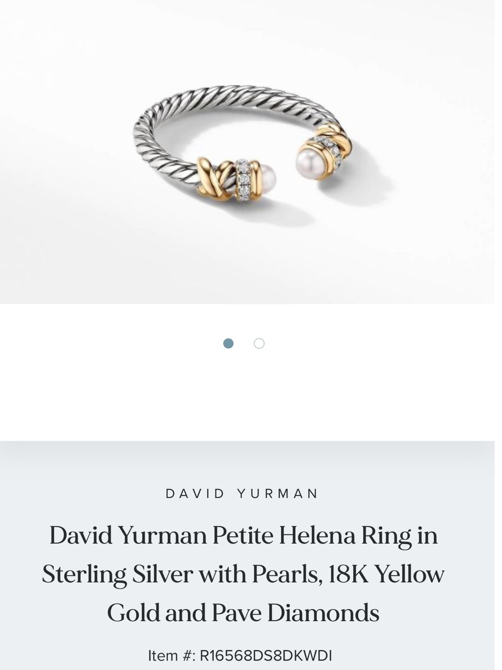 David Yurman Petite Helena Ring Silver with Pearls, 18K Gold and Pave Diamonds